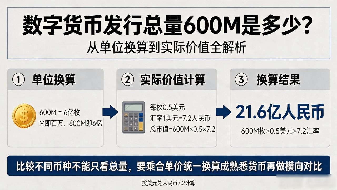 数字货币发行总量600M是多少？从单位换算到实际价值全解析