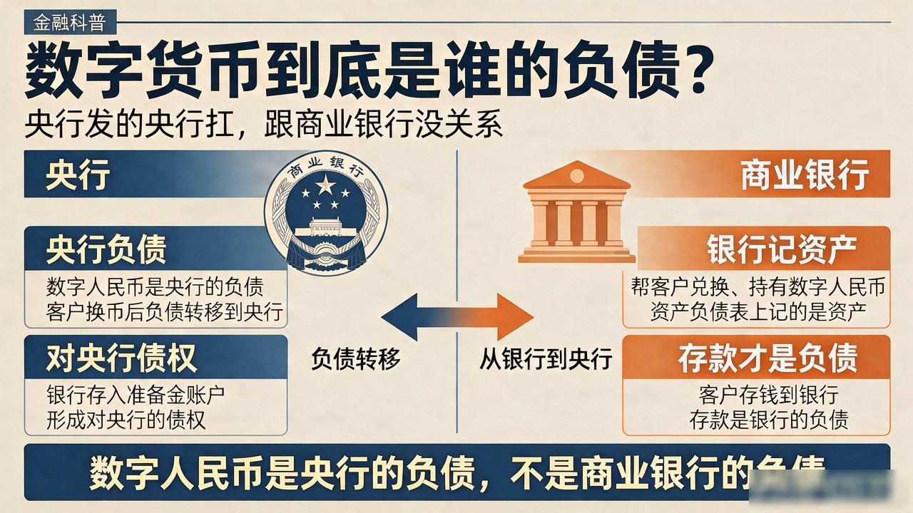 数字货币到底是谁的负债？央行发的央行扛，跟商业银行没关系