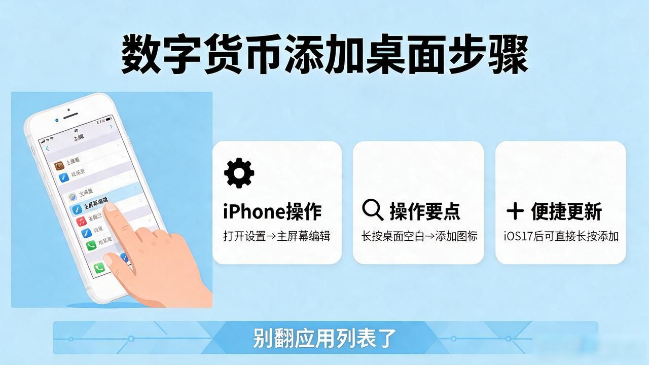 数字货币怎么加到桌面？手机几步就搞定，别翻应用列表了