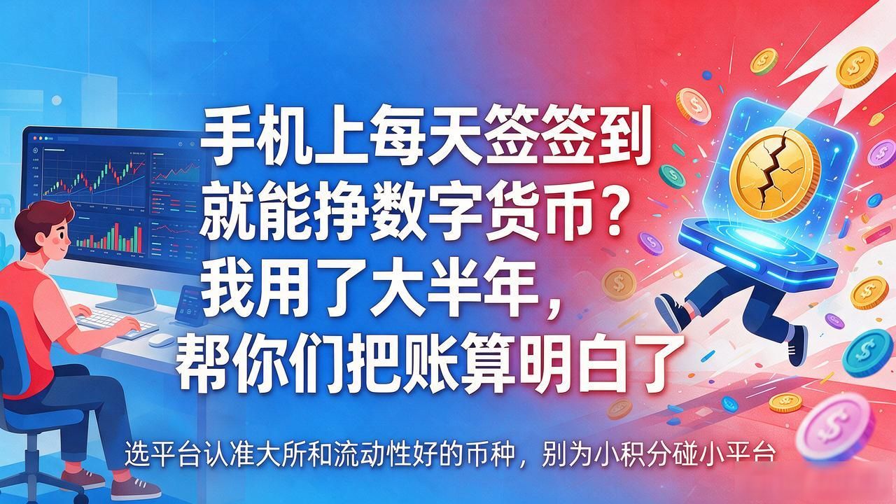 手机上每天签签到就能挣数字货币？我用了大半年，帮你们把账算明白了